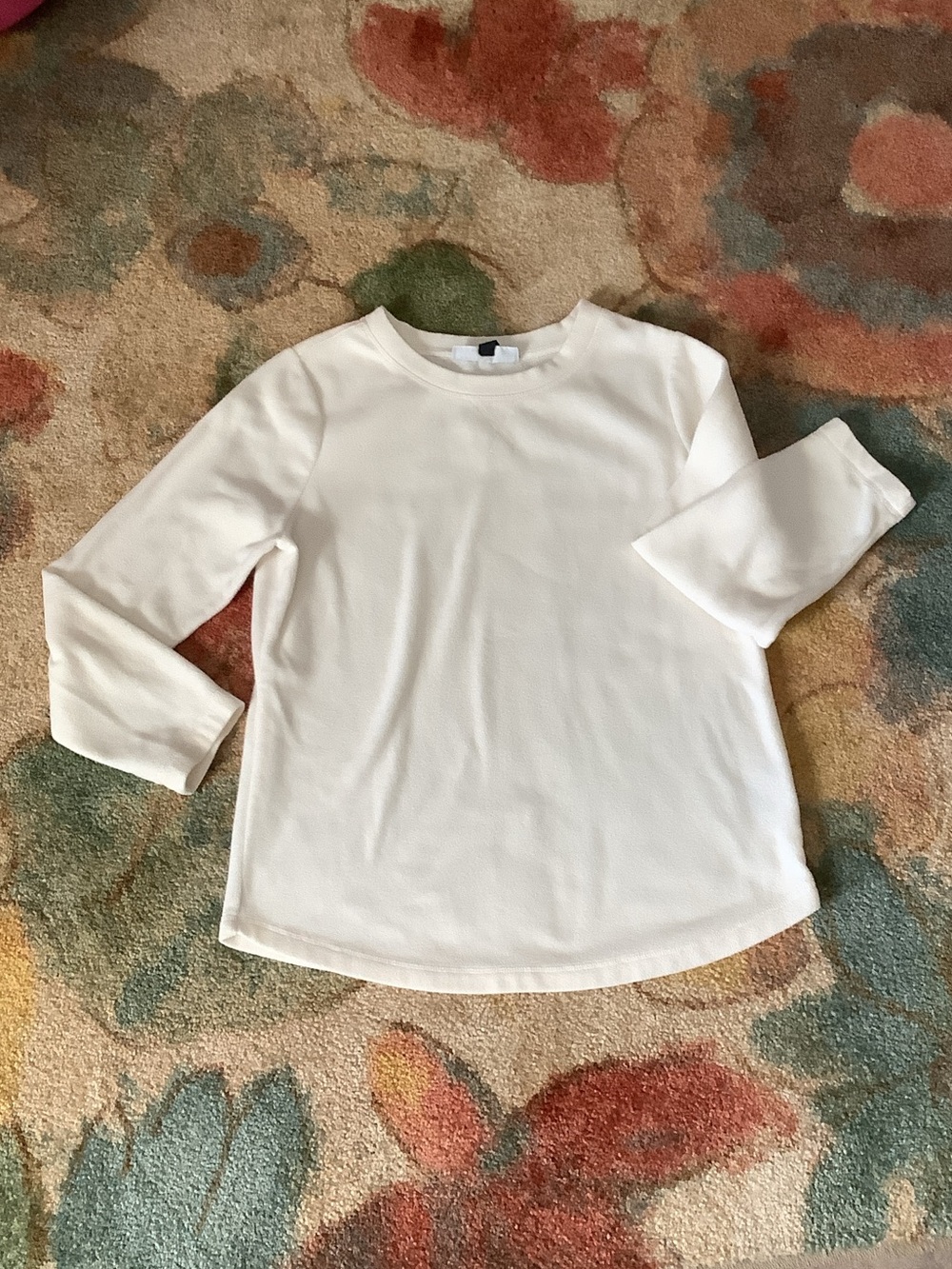 Karen Scott Cream Long Sleeve Crewneck Top